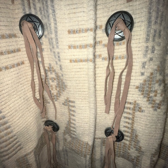 Vintage Woolrich hooded cream/ brown wool mohair blend southwestern duster coat - Picture 3 of 6